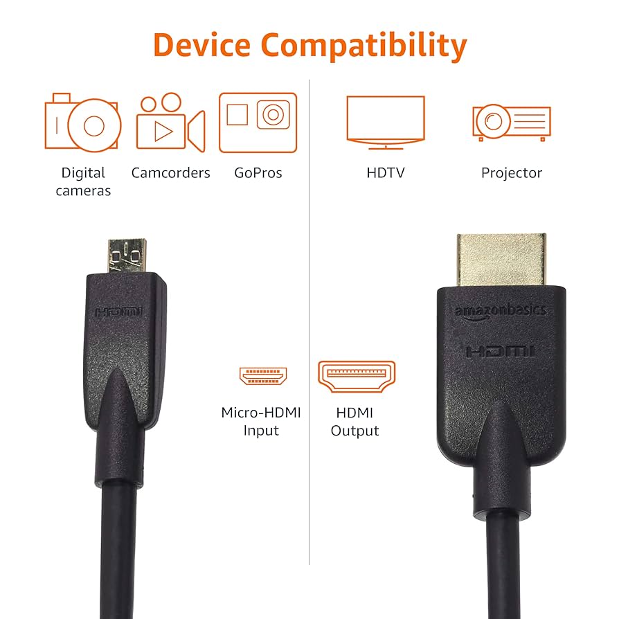 Amazonベーシック マイクロHDMI-HDMIケーブル、A-Dタイプ Amazon | Amazonベーシック マイクロHDMI-HDMIケーブル